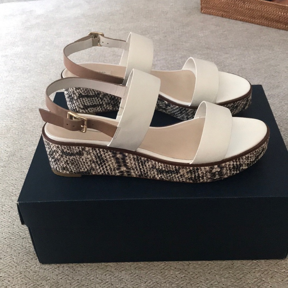 Cole Haan White/Snakeskin Platform Wedges